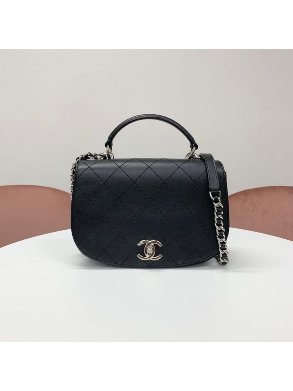 Chanel Quilted CC Logo Calfskin Top Handle